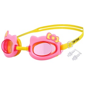 Очки для плавания детские ONLYTOP «Бантик», беруши, цвет розовый