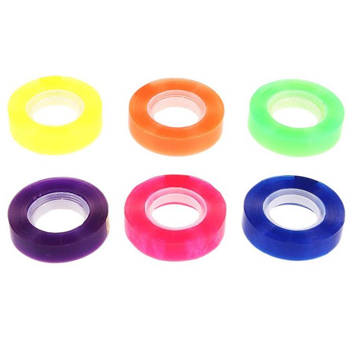 Клейкая лента цветная 12 мм × 30 м, МИКС - Фото 1