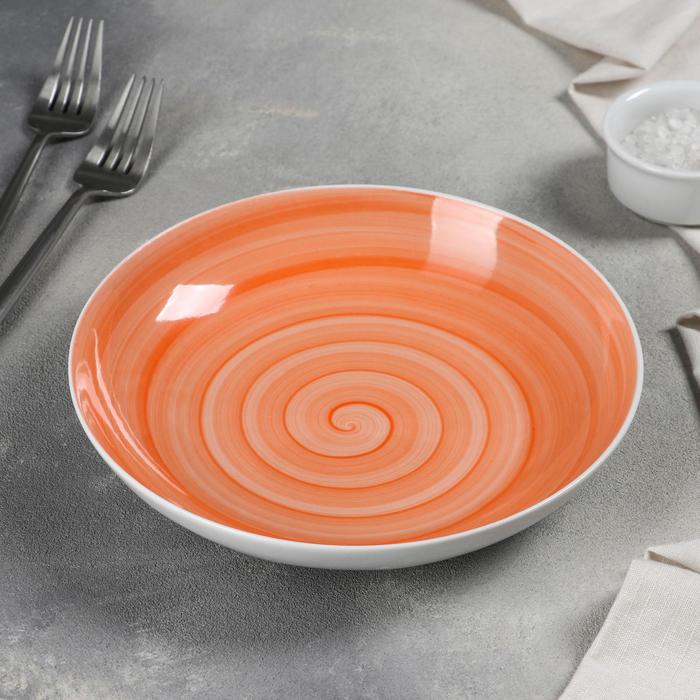 Тарелка фарфоровая глубокая Infinity, 700 мл, d=20,5 см, цвет оранжевый - фото 1885038249