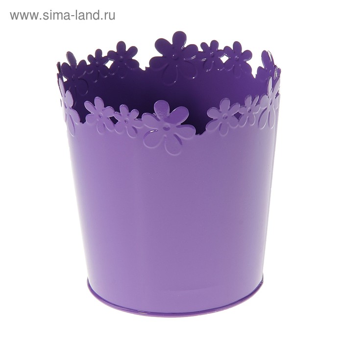 Горшок оцинкованный фиолетовый 15*15 см - Фото 1