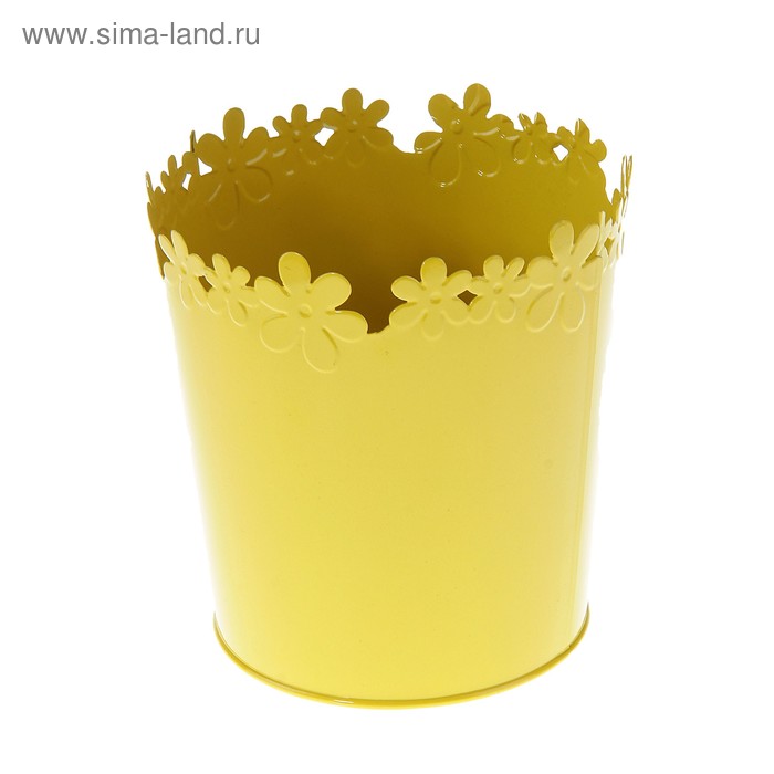 Горшок оцинкованный желтый 15*15 см - Фото 1