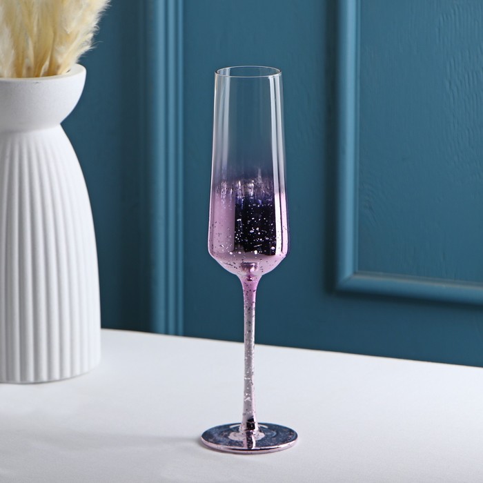 Бокал из стекла для шампанского Magistro «Мерцание», 190 мл, цвет розовый - Фото 1