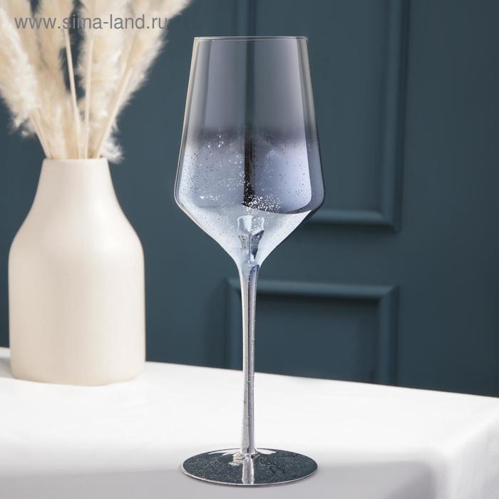 Бокал из стекла для вина «Мерцание», 500 мл, 8,5×25 см, цвет синий - Фото 1