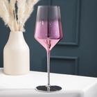 Бокал из стекла для вина «Мерцание», 500 мл, 8,5×25 см, цвет розовый - фото 4917613