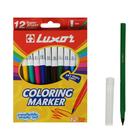 Фломастеры 12 цветов Luxor Coloring, смываемые, картон, европодвес - фото 2649302