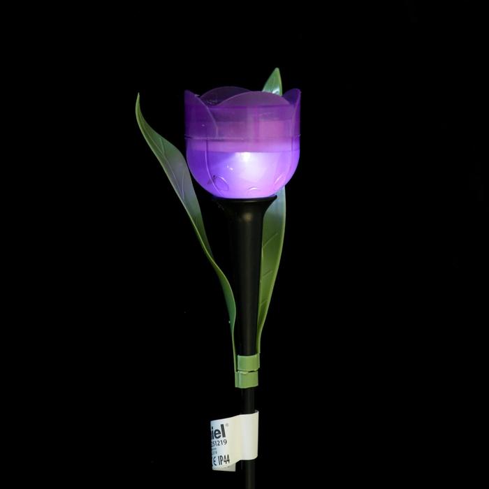 Садовый светильник Uniel на солнечной батарее «Лиловый тюльпан», 5 × 30.5 × 5 см, свечение белое - фото 1898315755