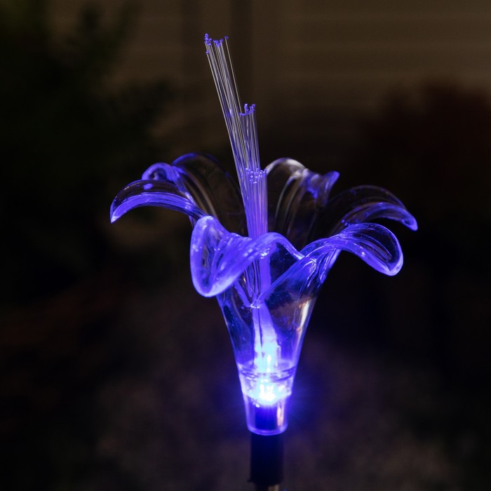 Садовый светильник Uniel на солнечной батарее Lily, 9 × 80 × 9 см, свечение мульти (RGB) - фото 1899790809