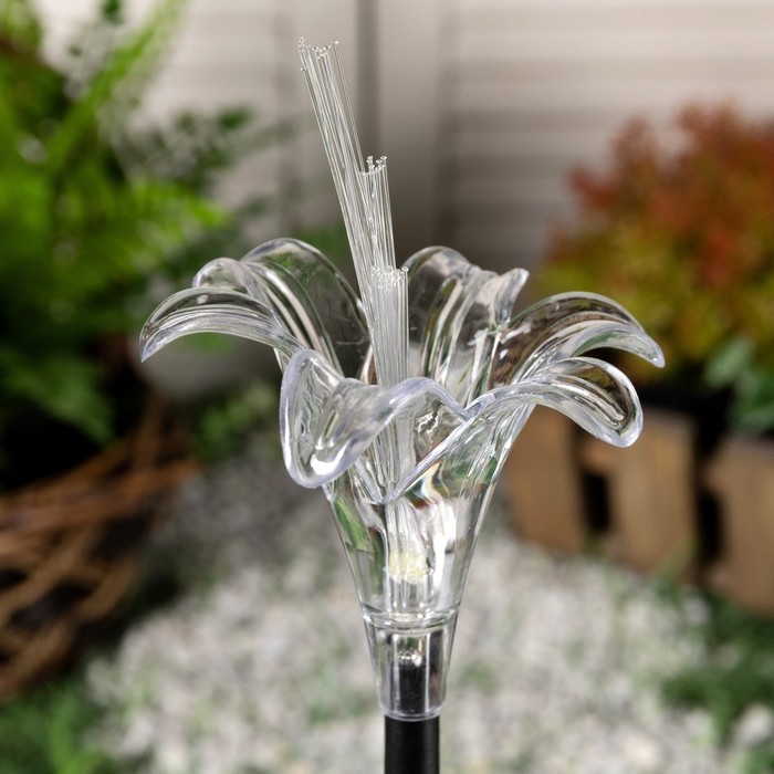Садовый светильник Uniel на солнечной батарее Lily, 9 × 80 × 9 см, свечение мульти (RGB) - фото 1899790819