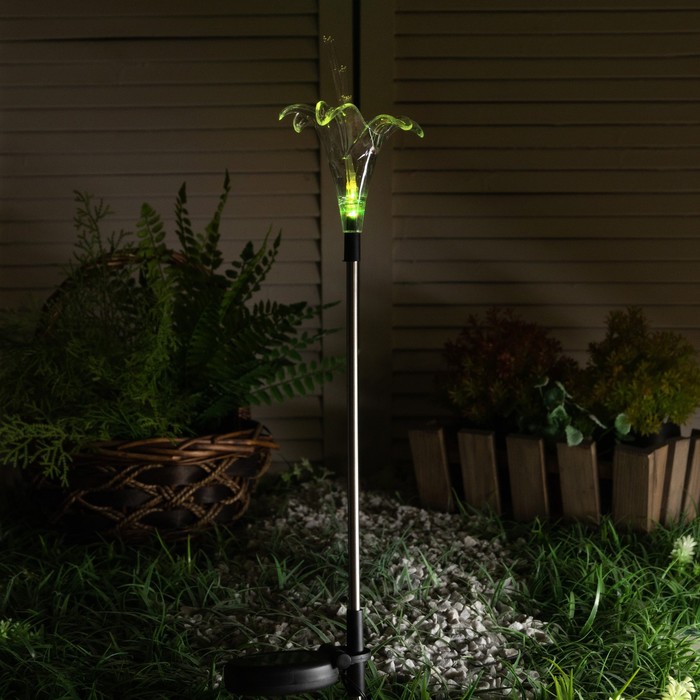 Садовый светильник Uniel на солнечной батарее Lily, 9 × 80 × 9 см, свечение мульти (RGB) - фото 1899790810
