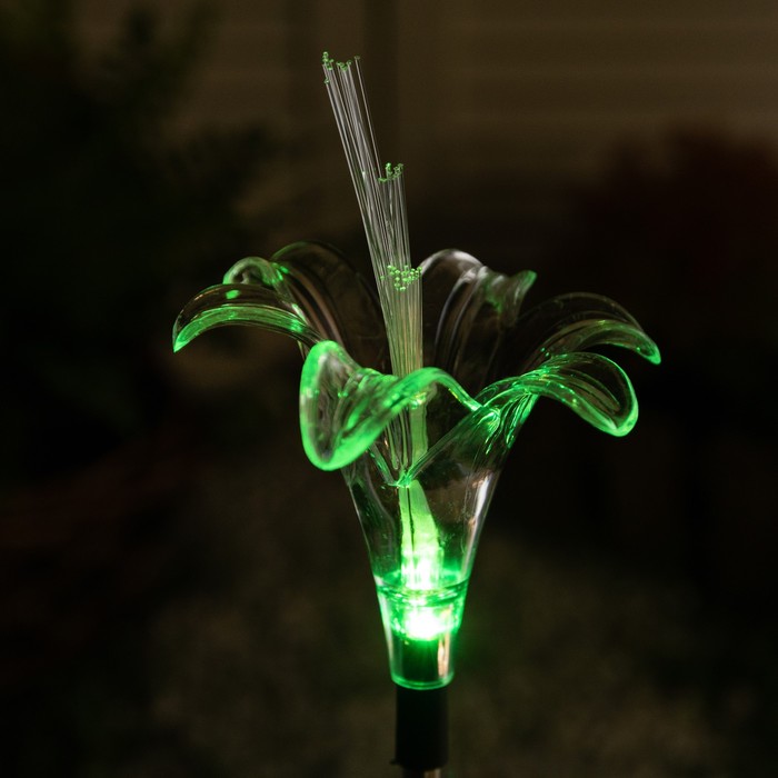 Садовый светильник Uniel на солнечной батарее Lily, 9 × 80 × 9 см, свечение мульти (RGB) - фото 1899790811