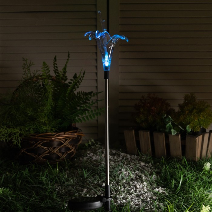 Садовый светильник Uniel на солнечной батарее Lily, 9 × 80 × 9 см, свечение мульти (RGB) - фото 1899790812
