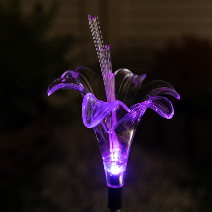 Садовый светильник Uniel на солнечной батарее Lily, 9 × 80 × 9 см, свечение мульти (RGB) - фото 1899790815