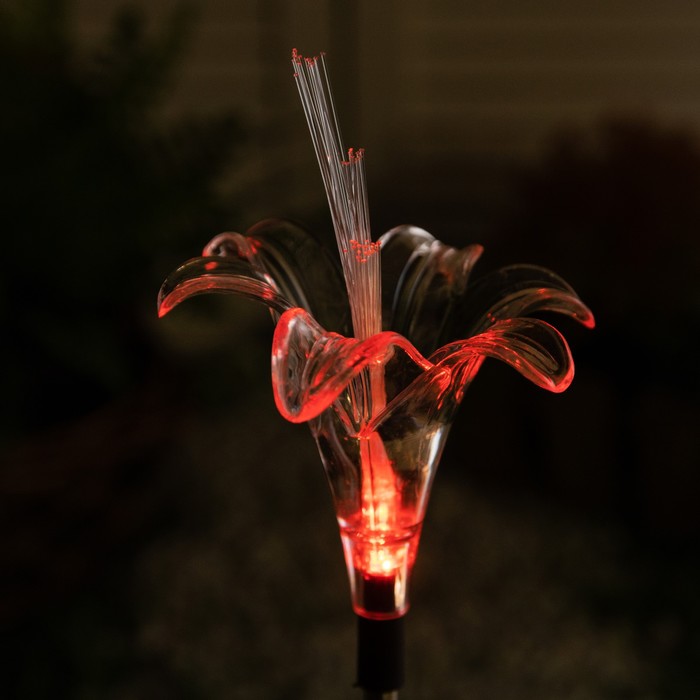 Садовый светильник Uniel на солнечной батарее Lily, 9 × 80 × 9 см, свечение мульти (RGB) - фото 1899790817