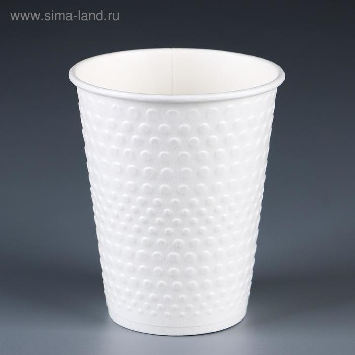 Стакан "Белый" двухслойный, фибра, для горячих напитков, 350 мл, диаметр 90 мм - Фото 1