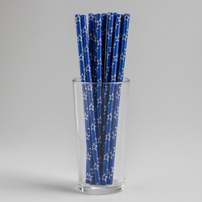 Трубочки для коктейля «Звёзды», набор 12 шт., цвет синий - фото 1905663490