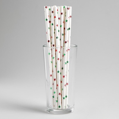 Трубочки для коктейля «Цветные звёзды», тиснение, набор 12 шт.