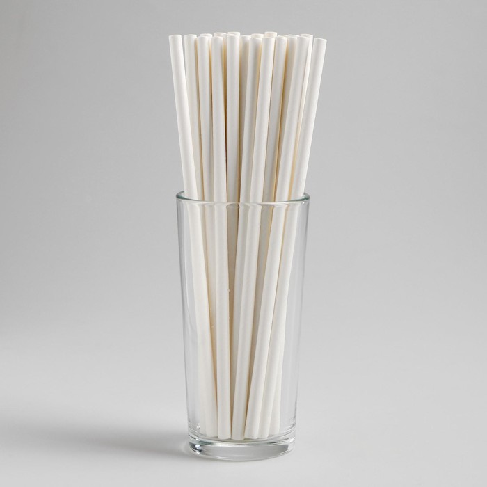 Трубочки для коктейля, набор 25 шт., цвет белый - Фото 1
