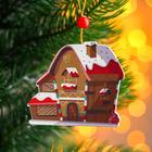 Подвеска новогодняя деревянная «Дом пряник» 0,5×7×7 см - фото 9012383