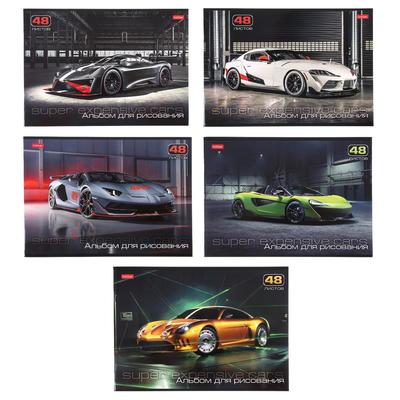 Альбом для рисования А4, 48 листов на скрепке «АвтоЛюкс», обложка мелованный картон, блок 100 г/м², МИКС