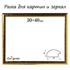 Рама для картин (зеркал) 30 х 40 х 2,7 см, пластиковая, Calligrata 6472, золотая - фото 9564822