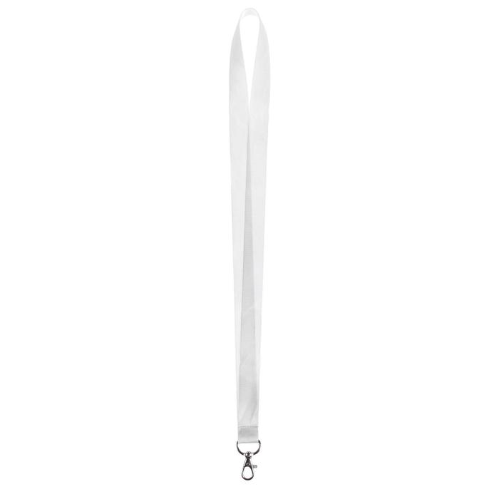 Лента для бейджа ширина-20 мм, длина-90см с металлическим карабином, белая