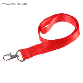 Лента для бейджа ширина-20 мм, длина-90 см с металлическим карабином, красная (комплект 100 шт)