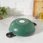 Казан алюминиевый, 4 л, d=28 см, стеклянная крышка, две съёмные ручки, антипригарное покрытие, цвет зелёный - Фото 3