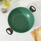 Казан алюминиевый, 4 л, d=28 см, стеклянная крышка, две съёмные ручки, антипригарное покрытие, цвет зелёный - Фото 4