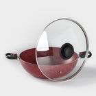 Казан алюминиевый, 4 л, d=28 см, стеклянная крышка, две съёмные ручки, цвет красный - Фото 2