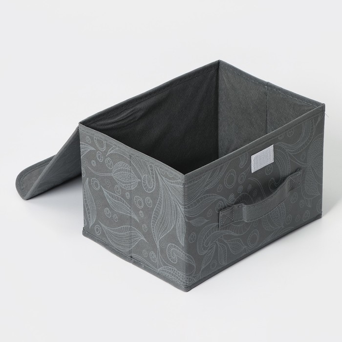 Короб стеллажный для хранения с крышкой Доляна «Нея», 26×20×17 см, цвет серый