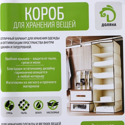 Короб стеллажный для хранения с крышкой Доляна «Нея», 26×20×17 см, серый