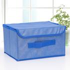 Короб стеллажный для хранения с крышкой «Фабьен», 26×20×16 см, цвет синий - Фото 1