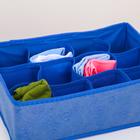 Органайзер для хранения белья Доляна «Фабьен», 12 отделений, 27×20×10 см, цвет синий - Фото 3