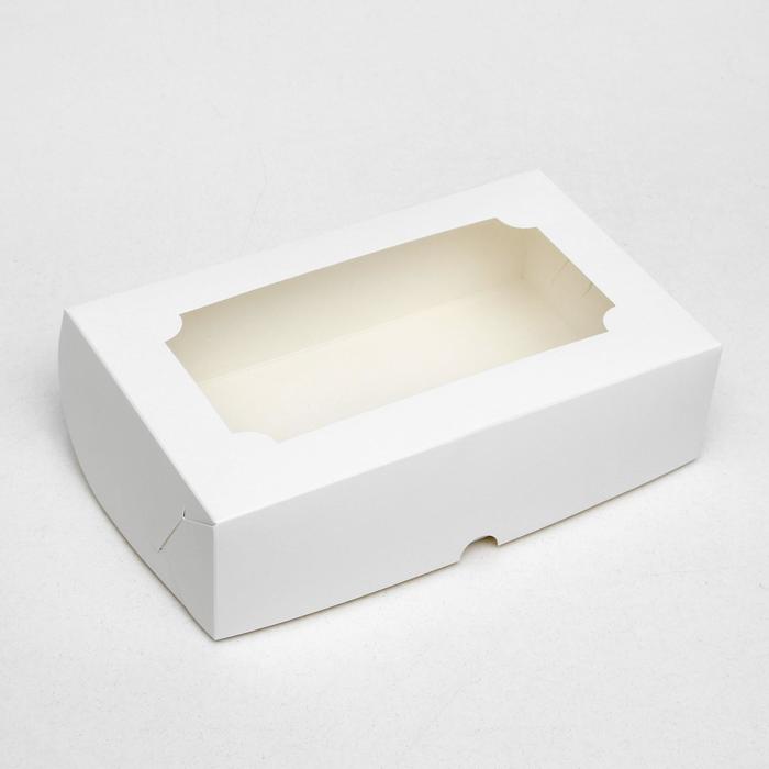 Кондитерская складная коробка под зефир ,белый, 25 х 15 х 7 см