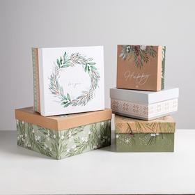 Набор подарочных коробок 5 в 1 «Зимний», 14 × 14 × 8 - 22 × 22 × 12 см