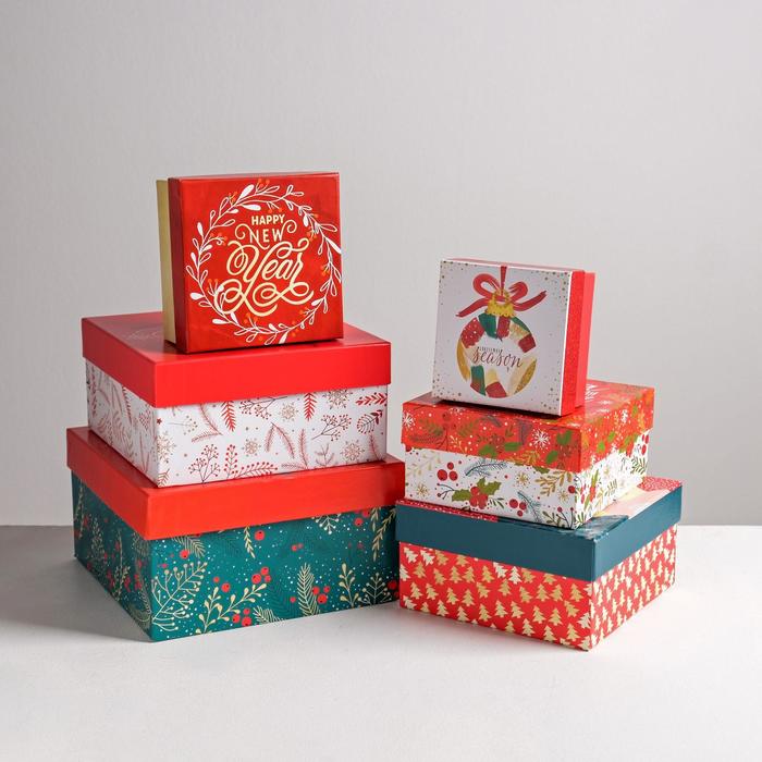 Набор подарочных коробок 6 в1 «Happy new year», 10 × 10 × 6 - 20 × 20 × 11 см