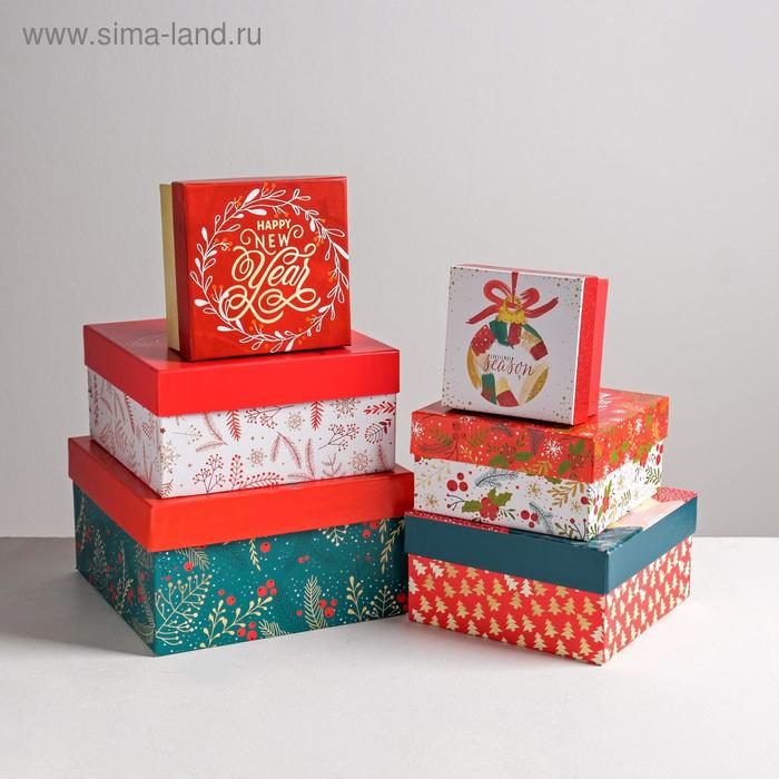 Набор подарочных коробок 6 в1 «Happy new year», 10 × 10 × 6 - 20 × 20 × 11 см - Фото 1