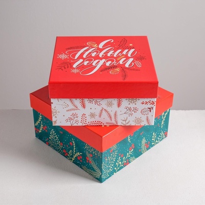 Набор подарочных коробок 6 в1 Happy new year, 10×10×6 - 20×20×11 см, Новый год