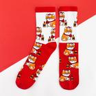 Носки новогодние мужские KAFTAN "Кот" размер 41-44 (27-29 см), цвет красный - фото 319708800