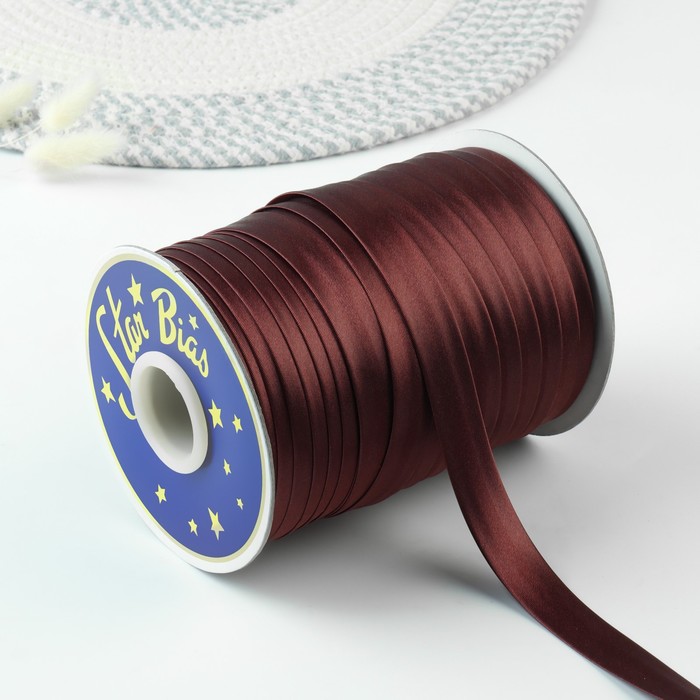 Косая бейка, 15 мм × 132 м, цвет тёмно-бордовый F179 - Фото 1