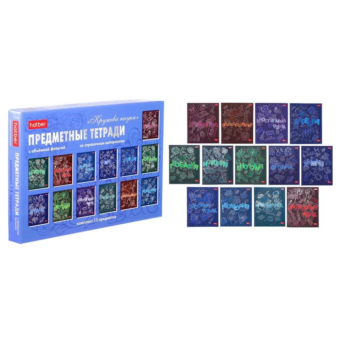 Комплект предметных тетрадей 46 листов, 13 предметов «Кружева науки», обложка мелованный картон, 3D фольга, 3D лак, с интерактивной информацией, в подарочной коробке - Фото 1