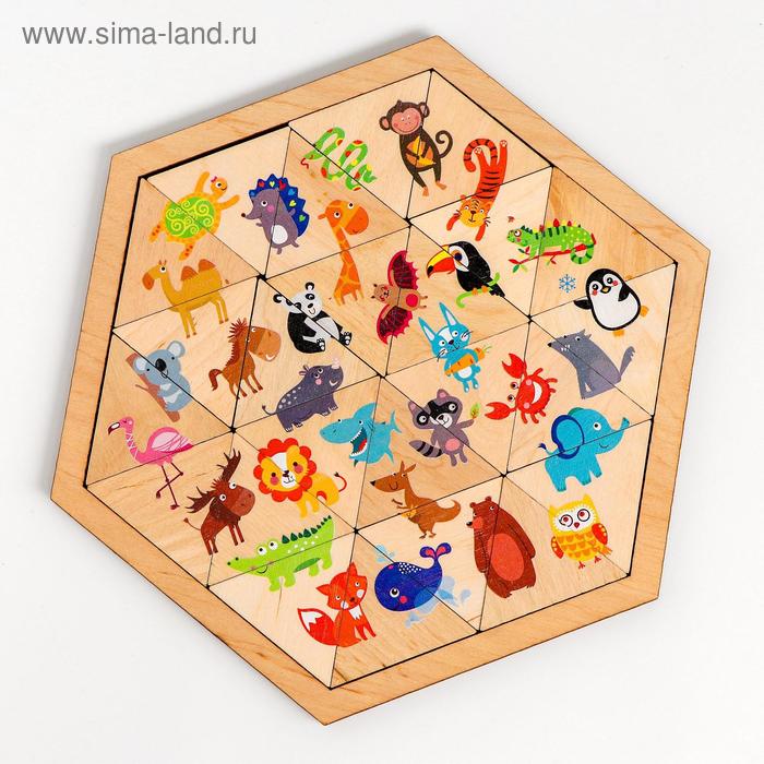 Пазл деревянный «Весёлый зоопарк» (Занимательные треугольники) - Фото 1