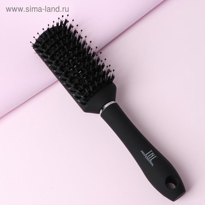 Расчёска массажная, комбинированная щетина, вентилируемая, 4,4 × 23 см, цвет чёрный - Фото 1