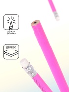 Карандаш чернографитный Calligrata «Линейка», НВ, незаточенный, с ластиком, круглый, деревянный, МИКС - Фото 2