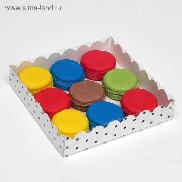 Коробочка для печенья с PVC крышкой "Горох", белая, 15 х 15 х 3 см - Фото 1