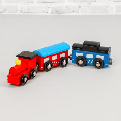 Игрушка «Поезд и 2 вагона» на магнитах, дерево, пластик, металл, 21х4,5х3см