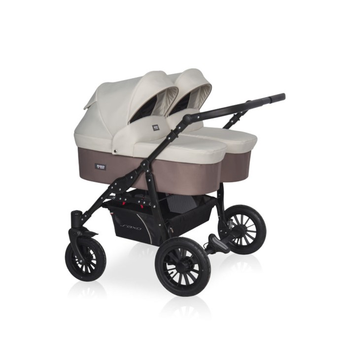 Коляска для двойни 2 в 1 Riko Basic Saxo, цвет 03 бежево-коричневый