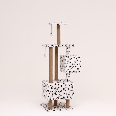 Домик для кошек с когтеточкой, 65×51×173 см, с площадкой и полкой, белый