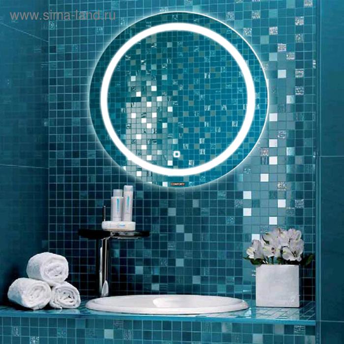 Зеркало Comforty Круг 75, светодиодная лента, сенсор, 75х75 см - Фото 1
