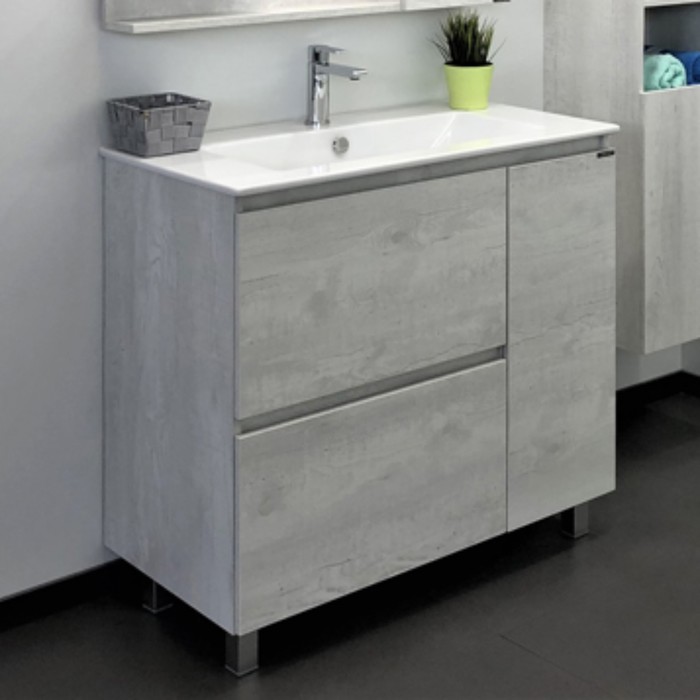 Тумба – умывальник Comforty «Верона – 90», с раковиной Quadro 90, цвет дуб белый